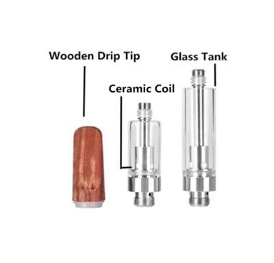 An bwa Degoute Silver Refillable CBD Cartouche, 510 vis fil fwit prèv atomizer ak 1.2ohm seramik bobin pou Batter